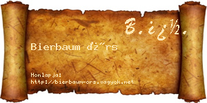 Bierbaum Örs névjegykártya